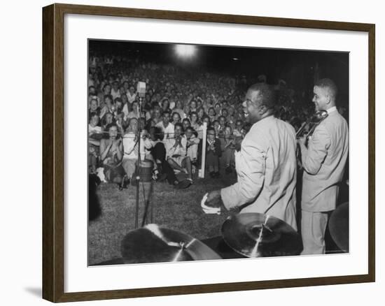 Jazz Trumpeter Louis Armstrong During a Performance-Gordon Parks-Framed Premium Photographic Print