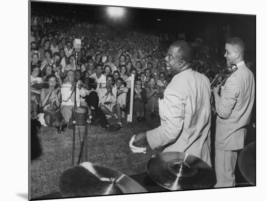 Jazz Trumpeter Louis Armstrong During a Performance-Gordon Parks-Mounted Premium Photographic Print