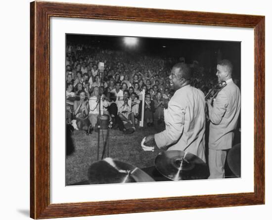 Jazz Trumpeter Louis Armstrong During a Performance-Gordon Parks-Framed Premium Photographic Print