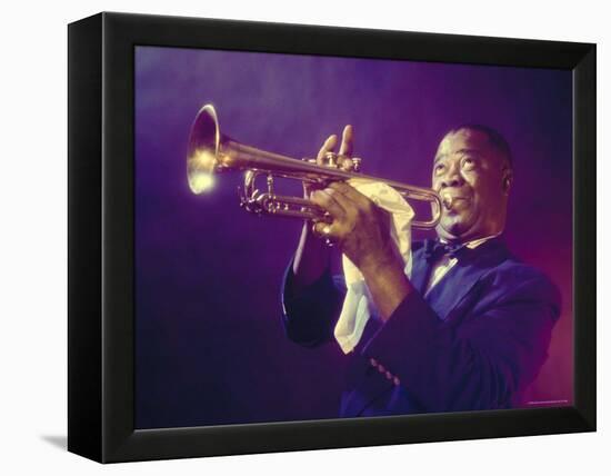Jazz Trumpeter Louis Armstrong Playing His Trumpet-Eliot Elisofon-Framed Premier Image Canvas