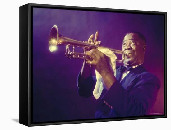 Jazz Trumpeter Louis Armstrong Playing His Trumpet-Eliot Elisofon-Framed Premier Image Canvas