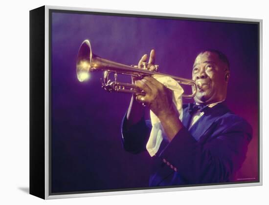 Jazz Trumpeter Louis Armstrong Playing His Trumpet-Eliot Elisofon-Framed Premier Image Canvas