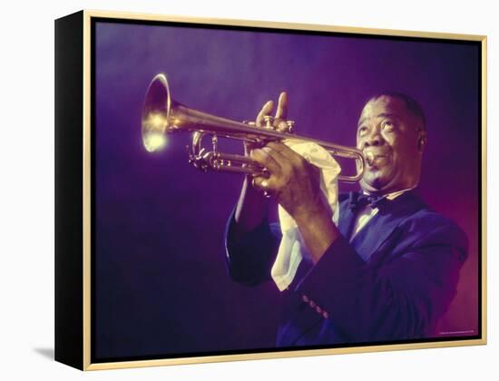 Jazz Trumpeter Louis Armstrong Playing His Trumpet-Eliot Elisofon-Framed Premier Image Canvas