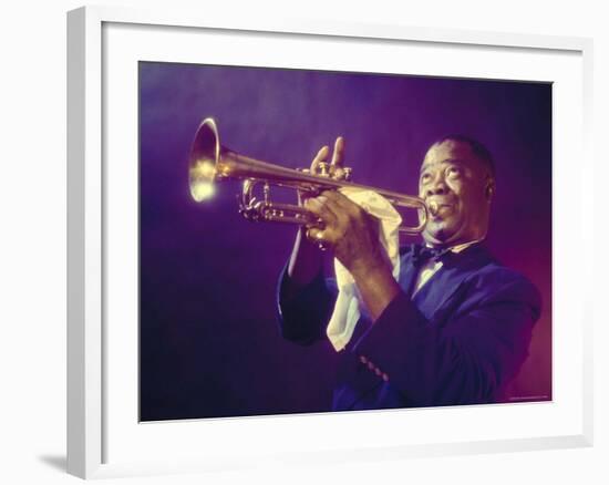 Jazz Trumpeter Louis Armstrong Playing His Trumpet-Eliot Elisofon-Framed Premium Photographic Print