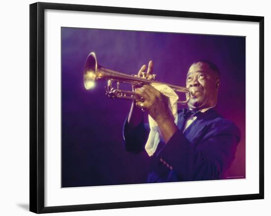 Jazz Trumpeter Louis Armstrong Playing His Trumpet-Eliot Elisofon-Framed Premium Photographic Print