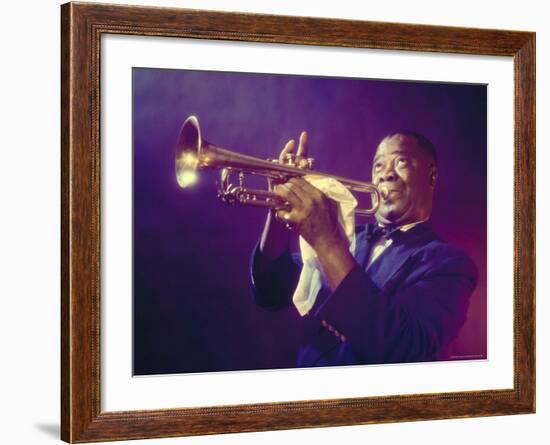 Jazz Trumpeter Louis Armstrong Playing His Trumpet-Eliot Elisofon-Framed Premium Photographic Print