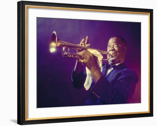 Jazz Trumpeter Louis Armstrong Playing His Trumpet-Eliot Elisofon-Framed Premium Photographic Print