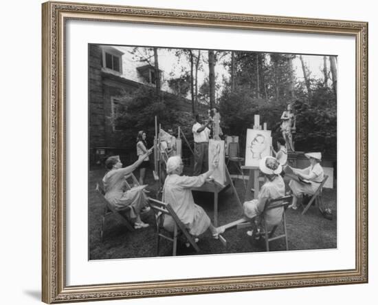 Jazz Trumpeter Louis Armstrong, Posing for Adult Art Students-null-Framed Premium Photographic Print