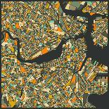 Boston Map-Jazzberry Blue-Art Print