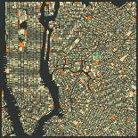 Manhattan Map-Jazzberry Blue-Art Print