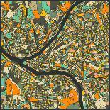 Boston Map-Jazzberry Blue-Framed Art Print