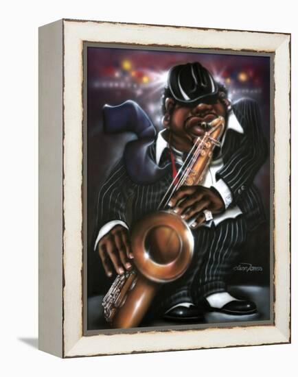 Jazzman Moe-Leonard Jones-Framed Stretched Canvas