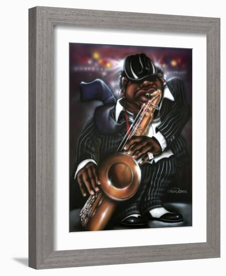 Jazzman Moe-Leonard Jones-Framed Art Print