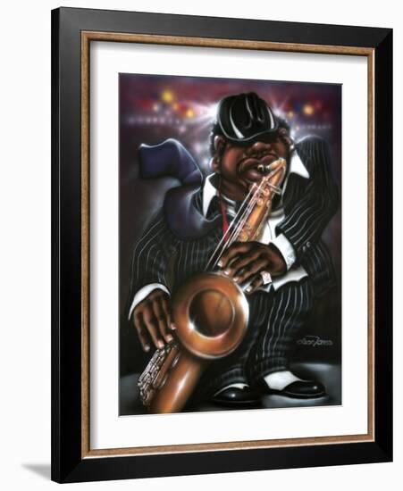 Jazzman Moe-Leonard Jones-Framed Art Print