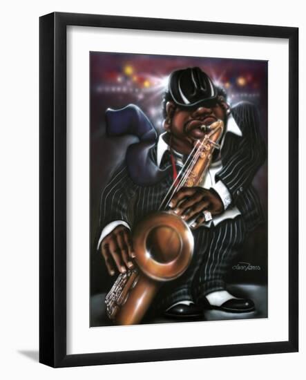 Jazzman Moe-Leonard Jones-Framed Art Print