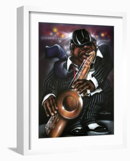 Jazzman Moe-Leonard Jones-Framed Art Print