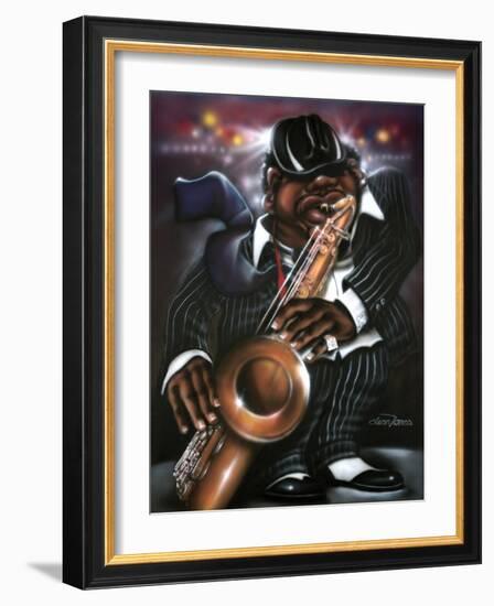 Jazzman Moe-Leonard Jones-Framed Art Print