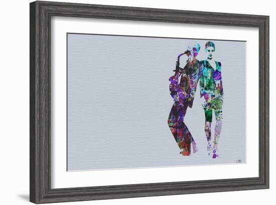 Jazzman Watercolor-NaxArt-Framed Art Print