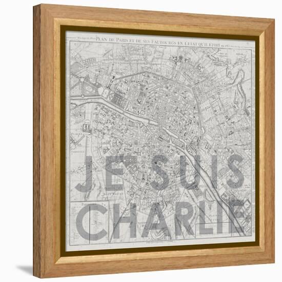 Je Suis Charlie - Map of Paris, France-null-Framed Premier Image Canvas