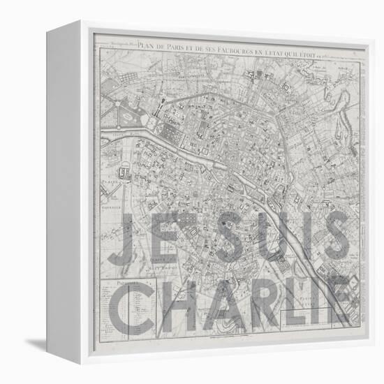 Je Suis Charlie - Map of Paris, France-null-Framed Premier Image Canvas