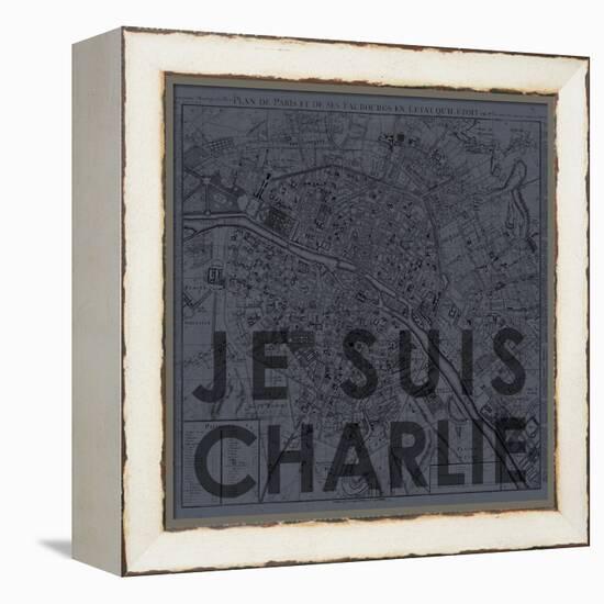 Je Suis Charlie - Map of Paris, France-null-Framed Premier Image Canvas