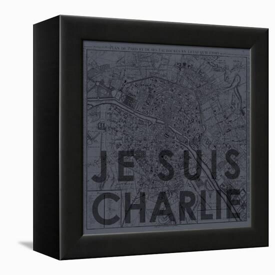 Je Suis Charlie - Map of Paris, France-null-Framed Premier Image Canvas