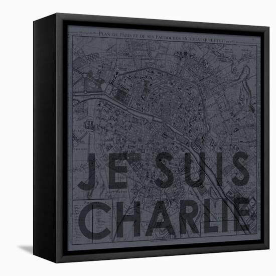 Je Suis Charlie - Map of Paris, France-null-Framed Premier Image Canvas