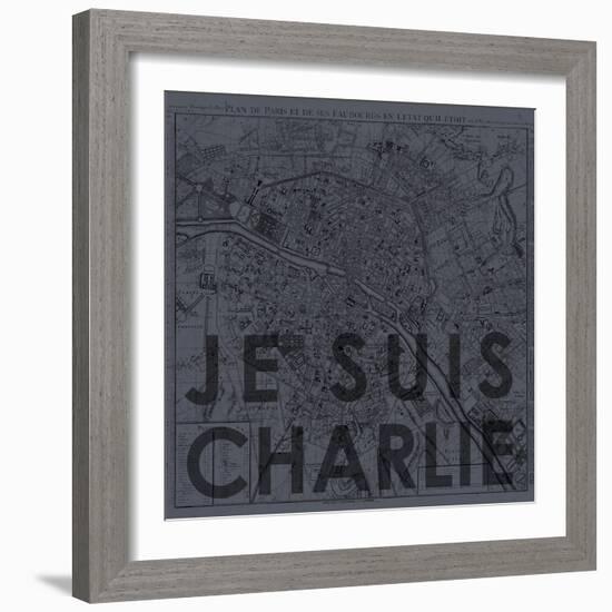 Je Suis Charlie - Map of Paris, France-null-Framed Giclee Print