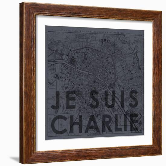 Je Suis Charlie - Map of Paris, France-null-Framed Giclee Print