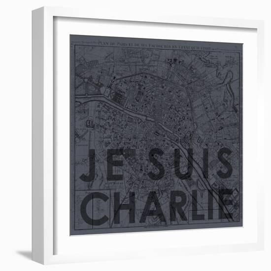 Je Suis Charlie - Map of Paris, France-null-Framed Giclee Print