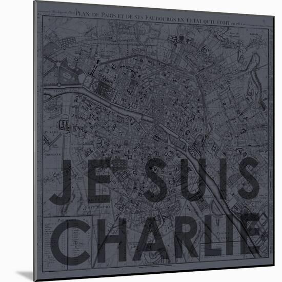 Je Suis Charlie - Map of Paris, France-null-Mounted Giclee Print