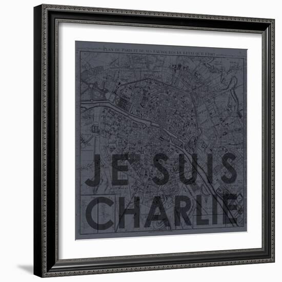 Je Suis Charlie - Map of Paris, France-null-Framed Giclee Print