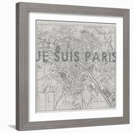 Je Suis Paris - Map of Paris, France-null-Framed Giclee Print