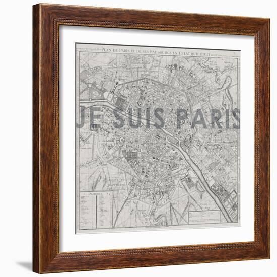 Je Suis Paris - Map of Paris, France-null-Framed Giclee Print