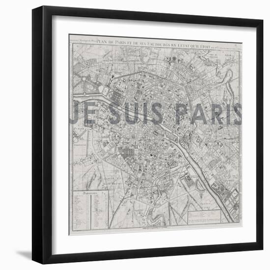 Je Suis Paris - Map of Paris, France-null-Framed Giclee Print