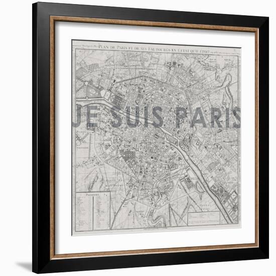 Je Suis Paris - Map of Paris, France-null-Framed Giclee Print