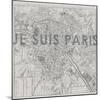 Je Suis Paris - Map of Paris, France-null-Mounted Giclee Print