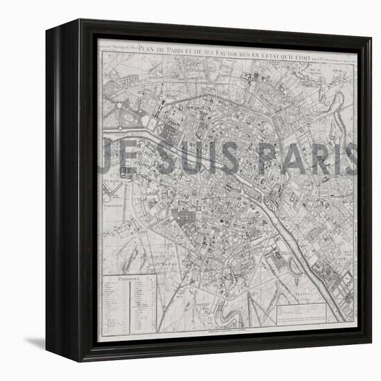 Je Suis Paris - Map of Paris, France-null-Framed Premier Image Canvas