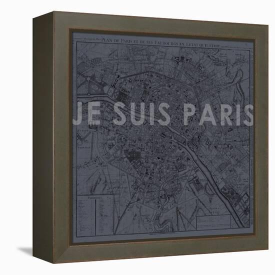 Je Suis Paris - Map of Paris, France-null-Framed Premier Image Canvas