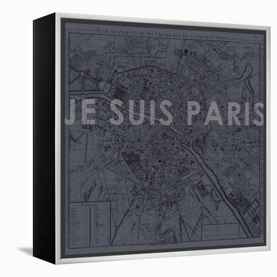 Je Suis Paris - Map of Paris, France-null-Framed Premier Image Canvas