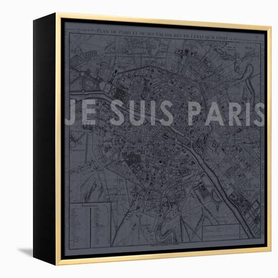 Je Suis Paris - Map of Paris, France-null-Framed Premier Image Canvas