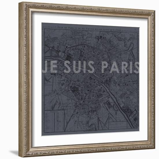 Je Suis Paris - Map of Paris, France-null-Framed Giclee Print