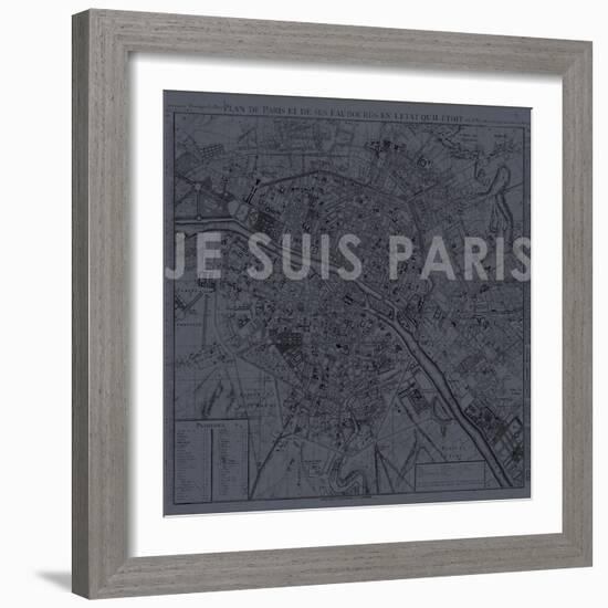 Je Suis Paris - Map of Paris, France-null-Framed Giclee Print