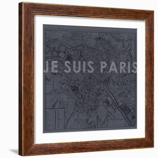 Je Suis Paris - Map of Paris, France-null-Framed Giclee Print