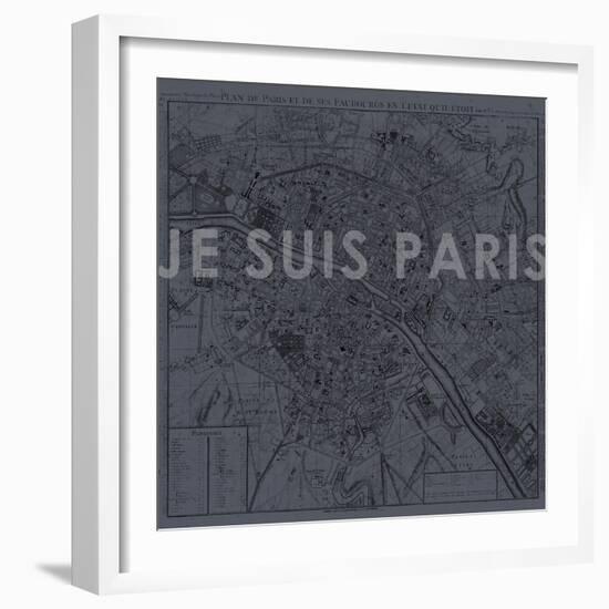 Je Suis Paris - Map of Paris, France-null-Framed Giclee Print