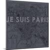 Je Suis Paris - Map of Paris, France-null-Mounted Giclee Print