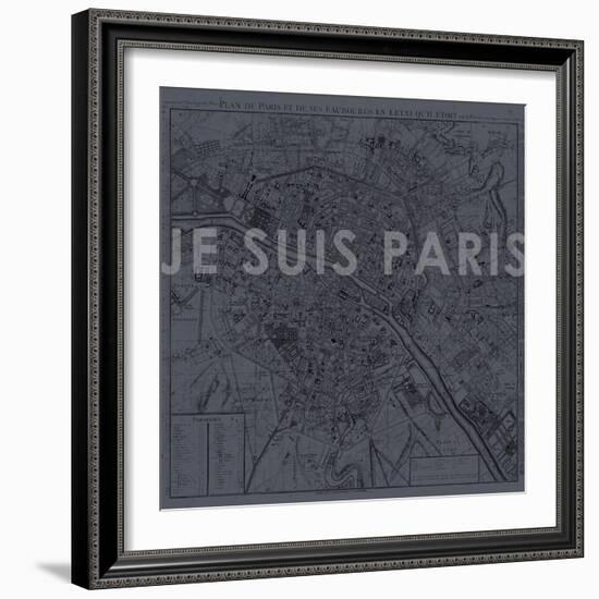 Je Suis Paris - Map of Paris, France-null-Framed Giclee Print