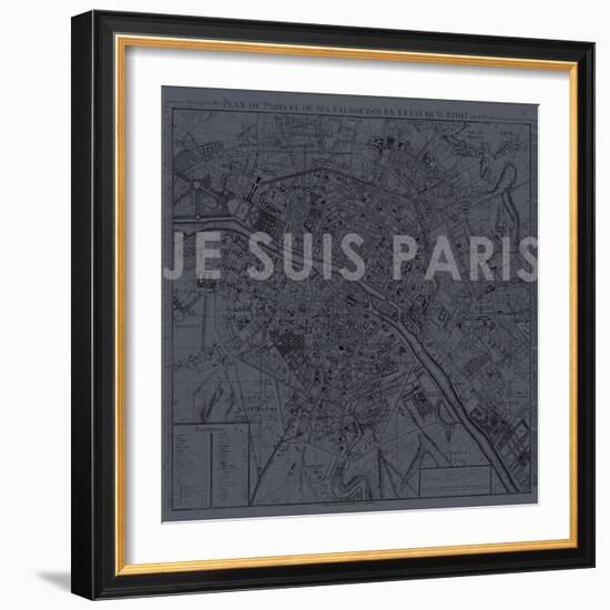 Je Suis Paris - Map of Paris, France-null-Framed Giclee Print