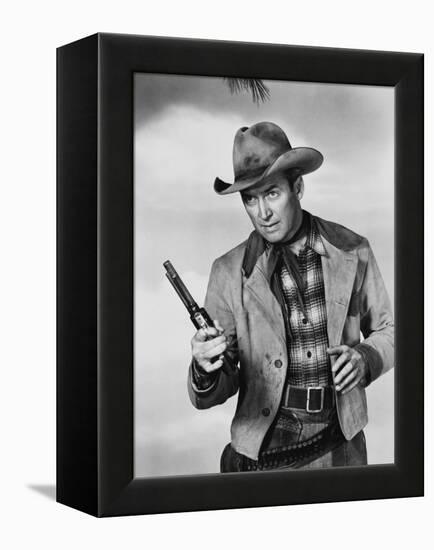 Je suis un aventurier THE FAR COUNTRY by AnthonyMann with James Stewart, 1955 (b/w photo)-null-Framed Stretched Canvas