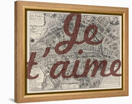 Je Taime - Paris, France, Vintage Map-null-Framed Premier Image Canvas